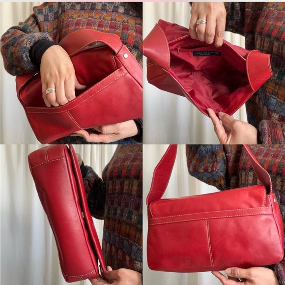 Reaction Kenneth Cole Leather Shoulder bag red with a vintage vibe. - Picture 8 of 16
